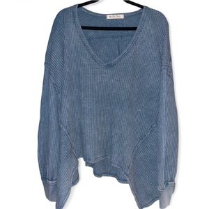 Women's Blue V-Neck Sweater
